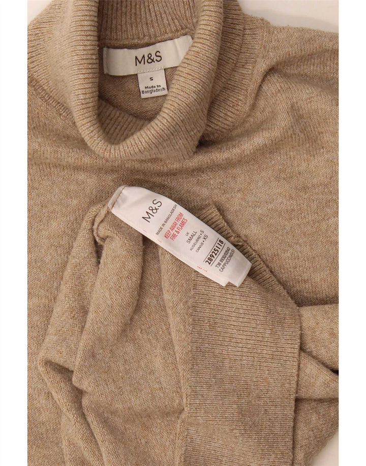 Pulover pentru femei Marks & Spencer cu gât rulat, poliester mic, bej, UK 10