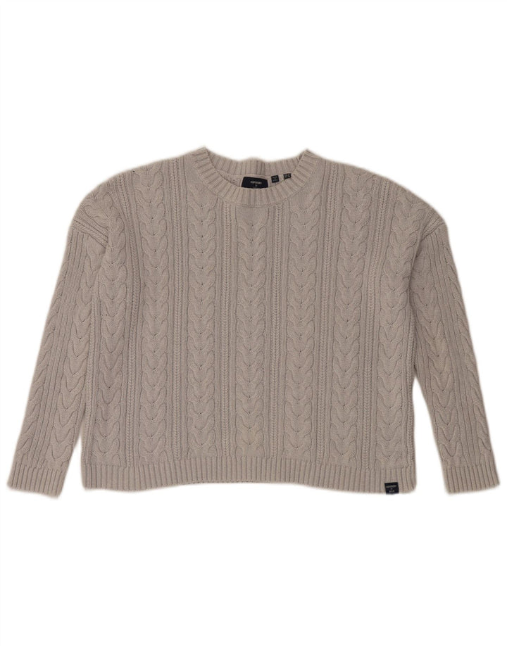 Pulover Superdry pentru femei Crop Oversized Crew Deck Pulover UK 10 Small Gri