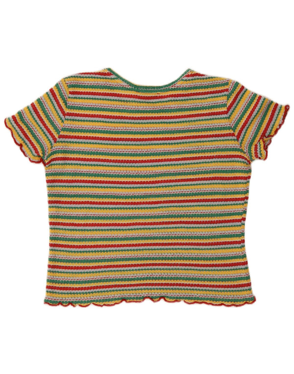 Tricou Crop pentru femei Zara UK 14 mare, cu dungi multicolore