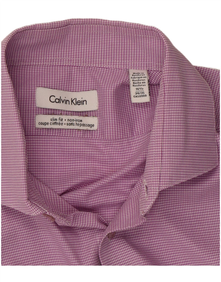 Cămașă pentru bărbați CALVIN KLEIN, slim fit, mărimea 16 1/2 mare, mov, picioare de găină