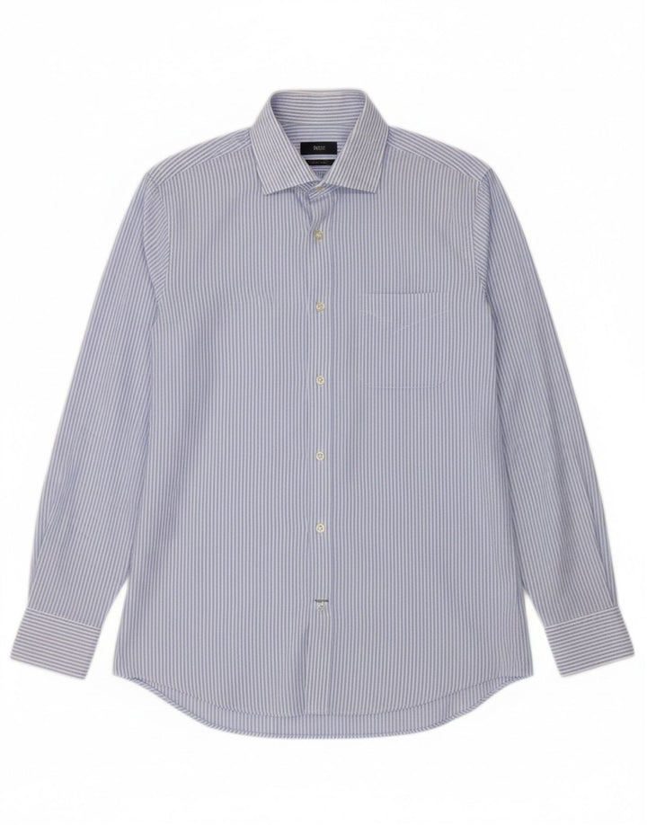 HUGO BOSS Mens Slim Fit Shirt Size 40 15 3/4 Medium Blue Striped