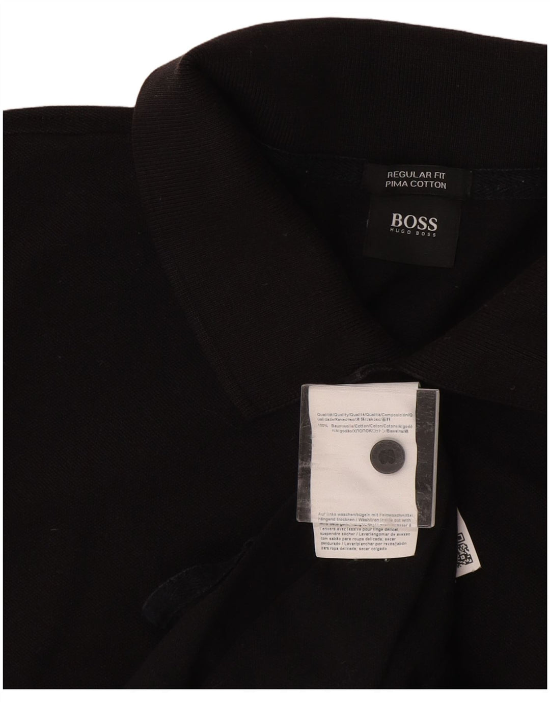 Cămașă polo HUGO BOSS pentru bărbați, bumbac negru mediu