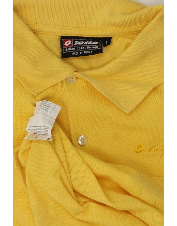 Tricou polo pentru bărbați Lotto din bumbac galben mare