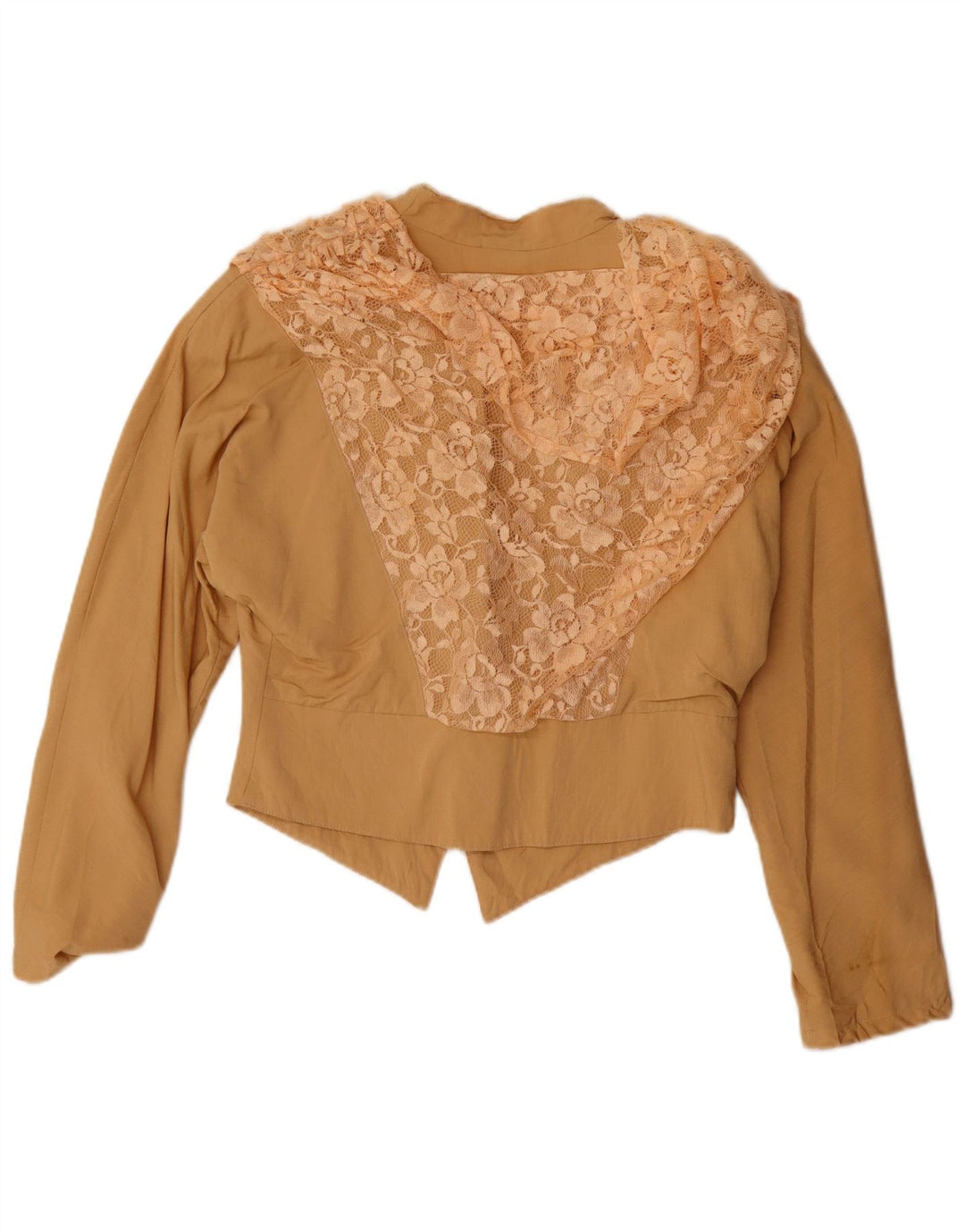 Jachetă Bolero Vintage pentru femei UK 14 Medium Beige Lână florală