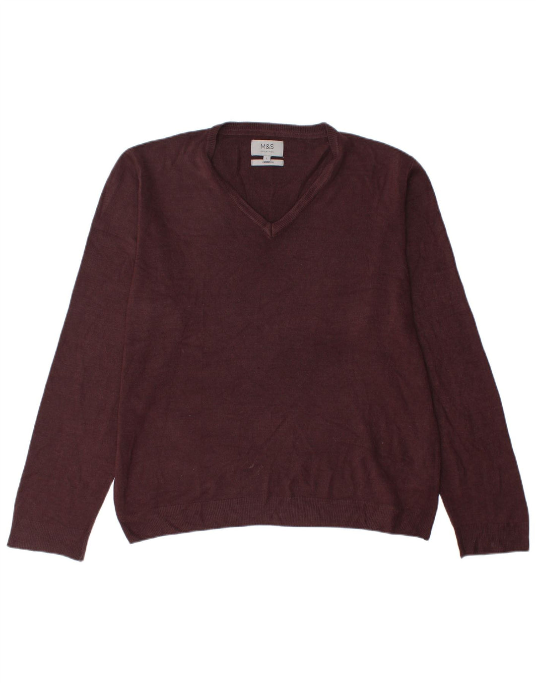 Pulover pentru bărbați Marks & Spencer, cu decolteu în V, mare, acrilic burgundy