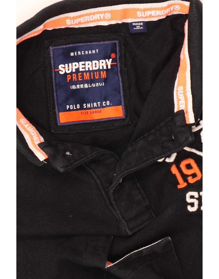 Tricou polo grafic pentru bărbați Superdry, mare, negru