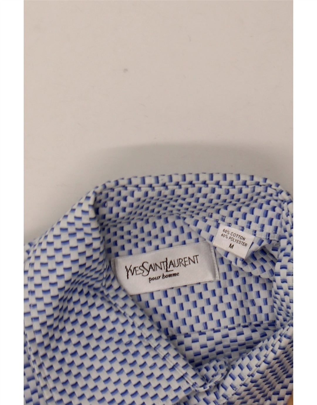 Cămașă formală pentru bărbați Yves Saint Laurent, bumbac geometric albastru mediu