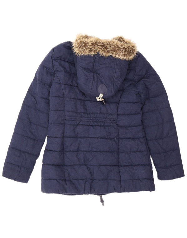 Jachetă căptușită cu glugă Superdry pentru femei UK 16 mare bleumarin acrilic