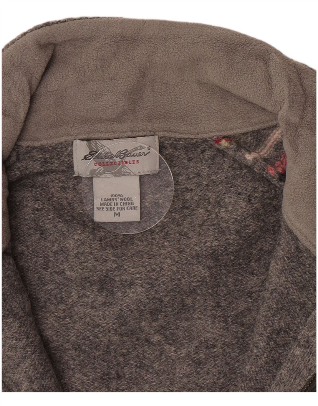 Pulover cardigan pentru femei Eddie Bauer UK 12, lână de miel cu dungi, gri mediu