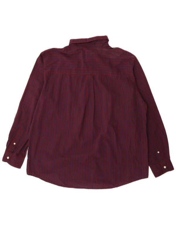 Cămașă pentru bărbați Chaps Easy Care XL, bumbac cu carouri burgundă