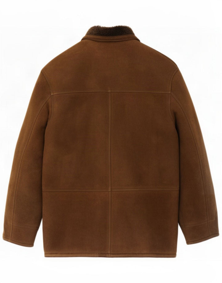 Vintage Mens Shearling Jacket IT 52 XL Khaki