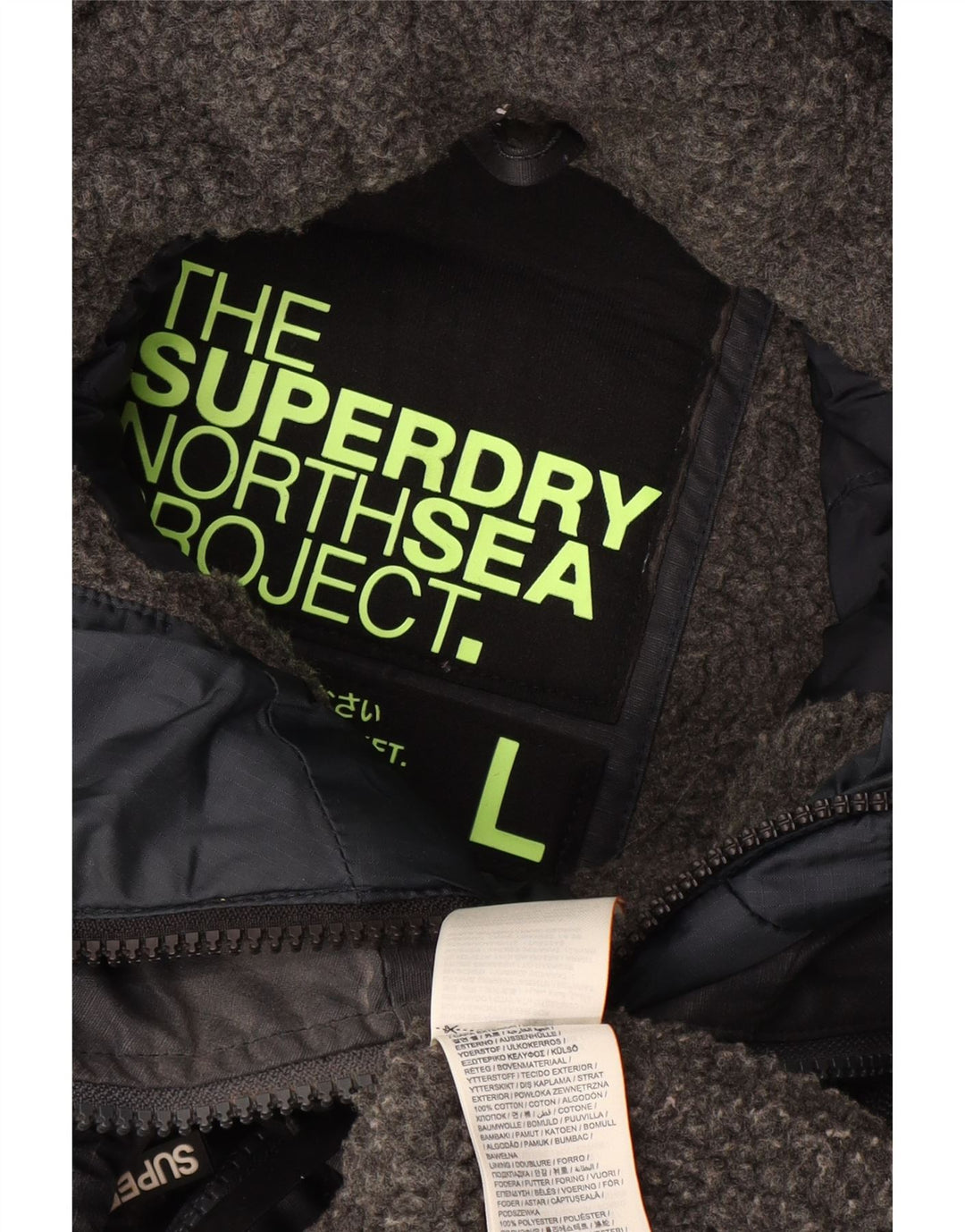 Jachetă de vânt cu glugă Superdry pentru bărbați UK 40 Logo mare bleumarin