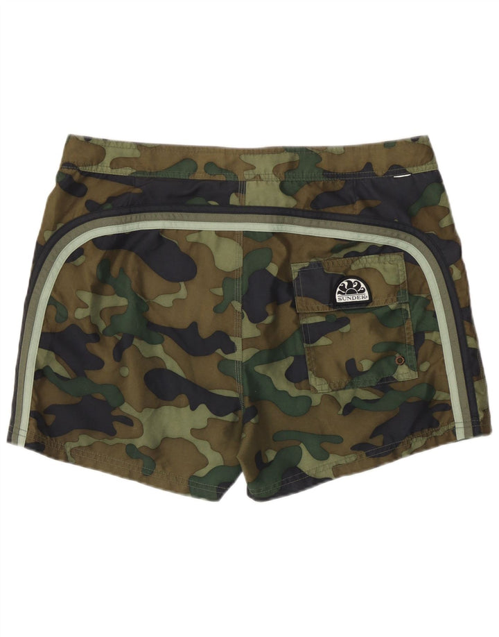 Pantaloni scurți de înot Sundek pentru bărbați, camuflaj mediu kaki