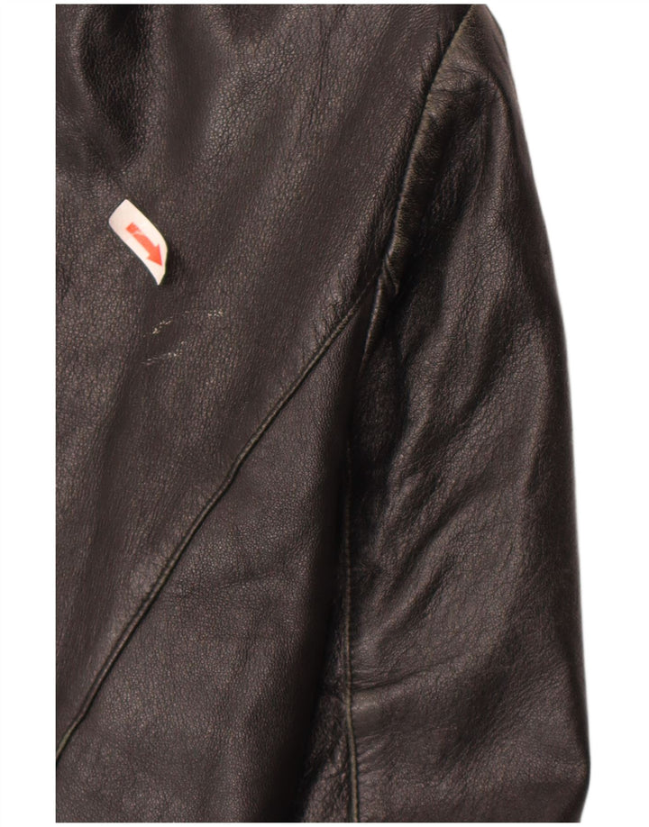 Geacă de piele vintage pentru femei IT 52 2XL din piele neagră