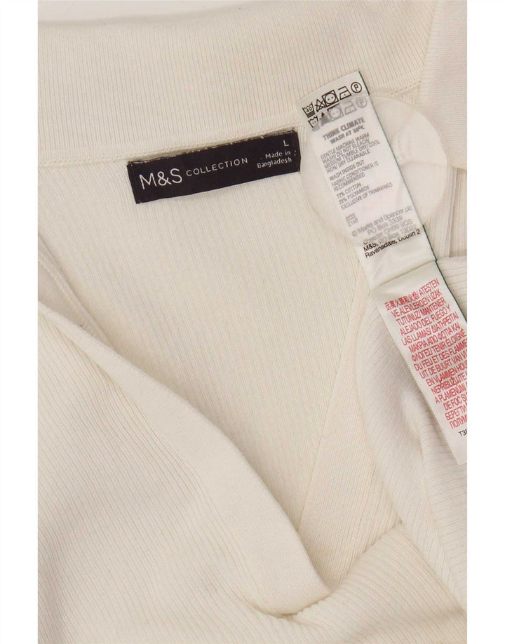 Tricou polo pentru femei Marks & Spencer UK 14, mare, alb, bumbac