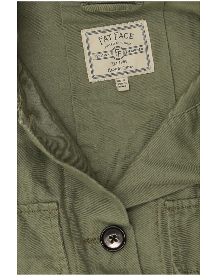Jachetă militară supradimensionată pentru femei Fat Face UK 8 Small Green Linen