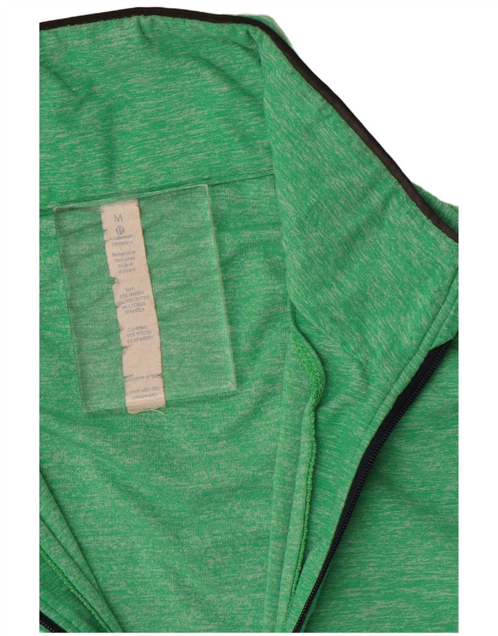 Trening Lululemon pentru bărbați, cu fermoar, cu gât, din nailon cu pături verde mediu