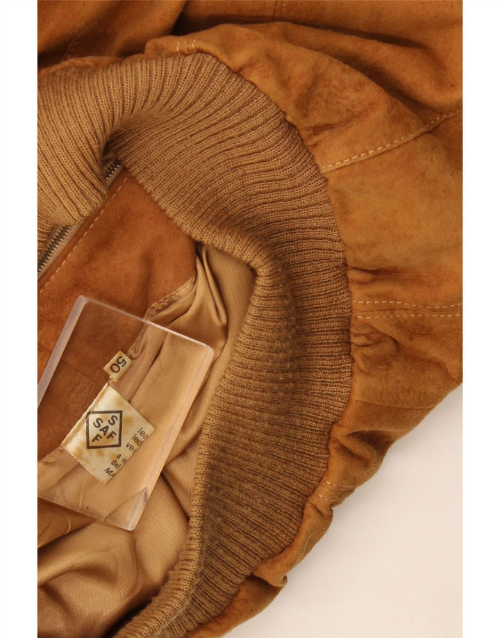 Bomber vintage pentru bărbați din piele intoarsa IT 50 mare din piele bej