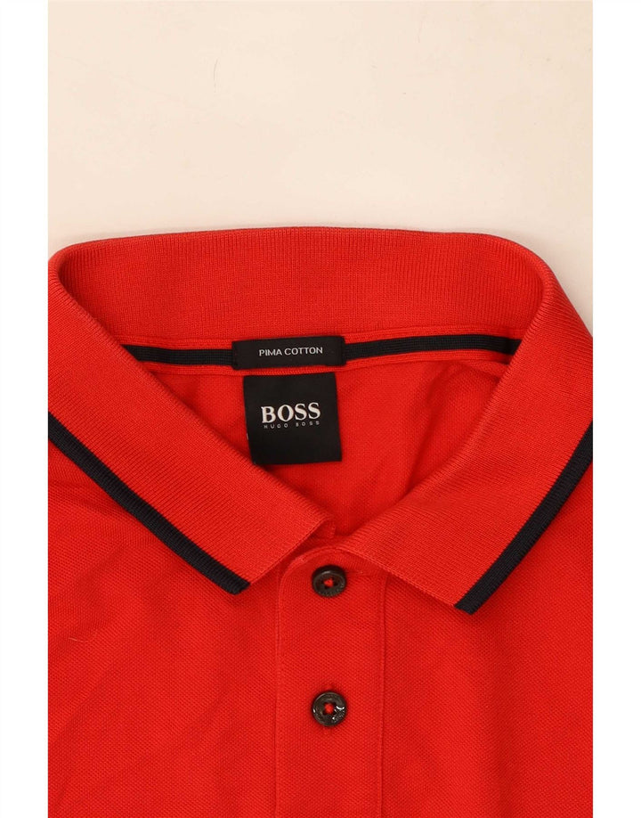 Tricou polo Hugo Boss pentru bărbați, bumbac roșu mediu