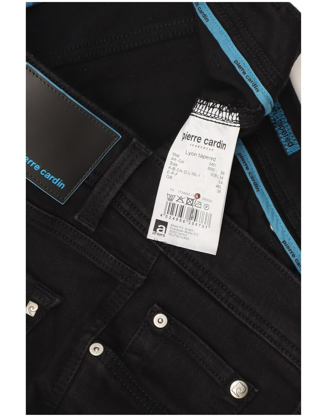 Jeans conici pentru bărbați Pierre Cardin Lyon W38 L29 bumbac negru