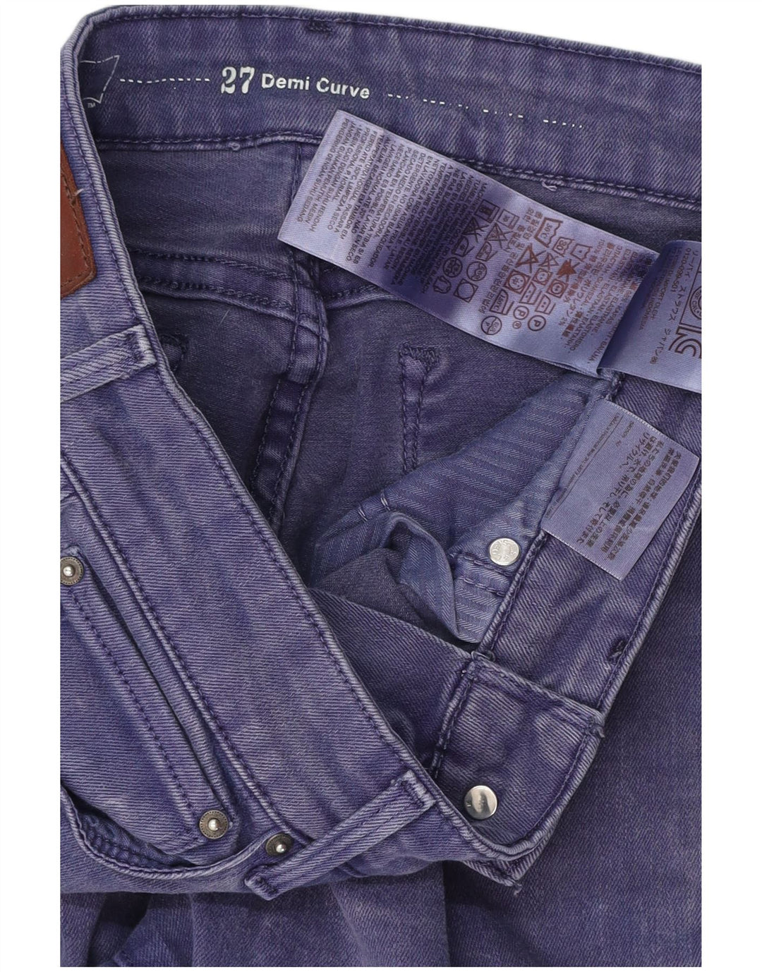 Blugi decupați de damă LEVI'S Demi Curve Slim Fit W27 L24 bumbac violet