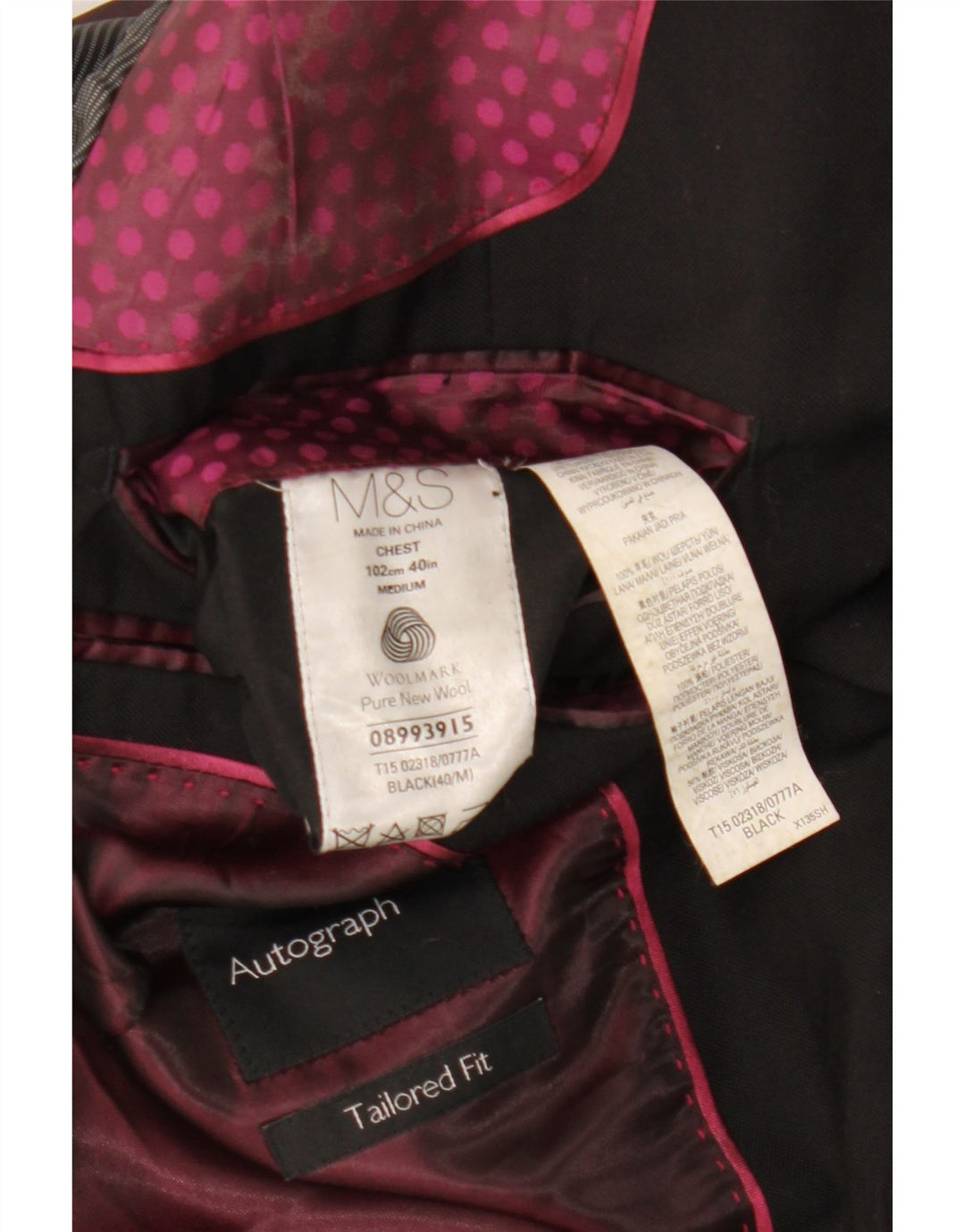 Jachetă pentru bărbați Marks & Spencer Autograph cu 2 nasturi, UK 40, mare, neagră