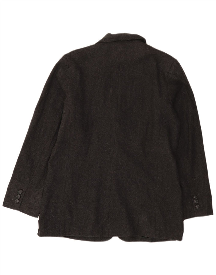 EDDIE BAUER Jachetă Blazer pentru femei cu 3 nasturi UK 14 Lână gri mediu
