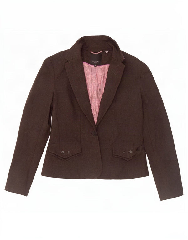Jachetă Ted Baker pentru femei, cu 1 nasture, mărimea 3, lână maro medie
