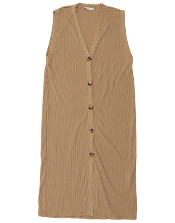 Rochie maxi fără mâneci pentru femei Zara UK 16 mare, bej, poliester