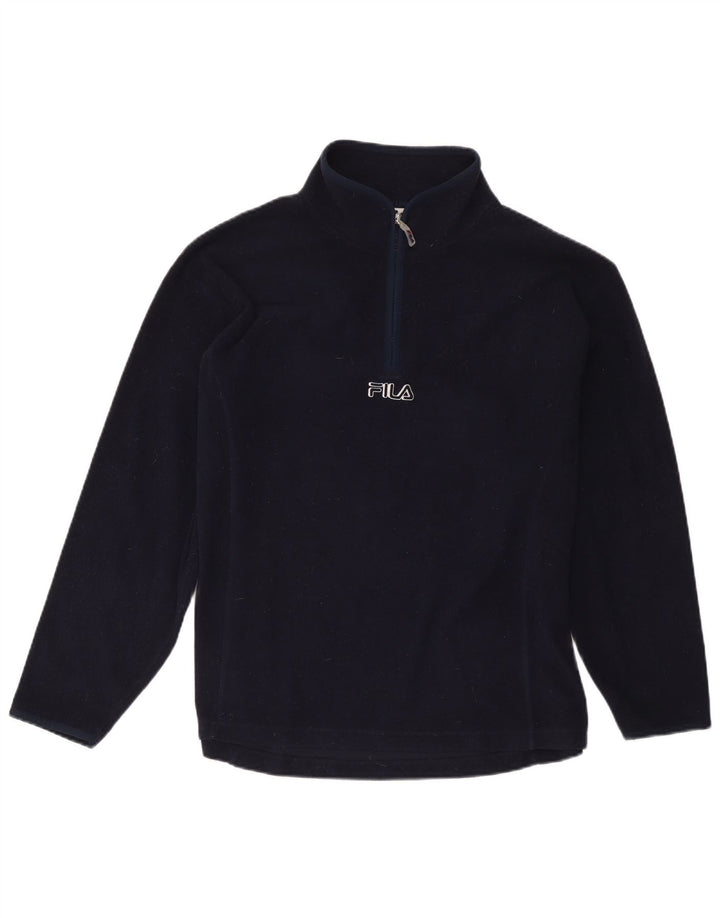 Pulover Fila pentru bărbați, cu fermoar și gât, poliester, albastru, mediu