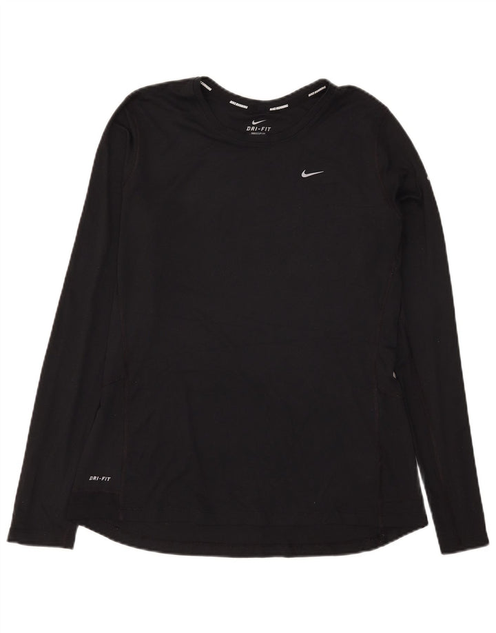 Nike Dri Fit Top cu mânecă lungă pentru femei UK 16 Poliester negru mare