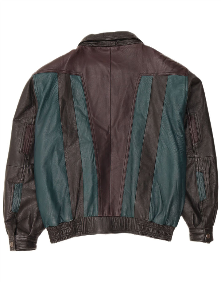 Jachetă de piele vintage pentru bărbați IT 48 Medium Black Colorblock Piele