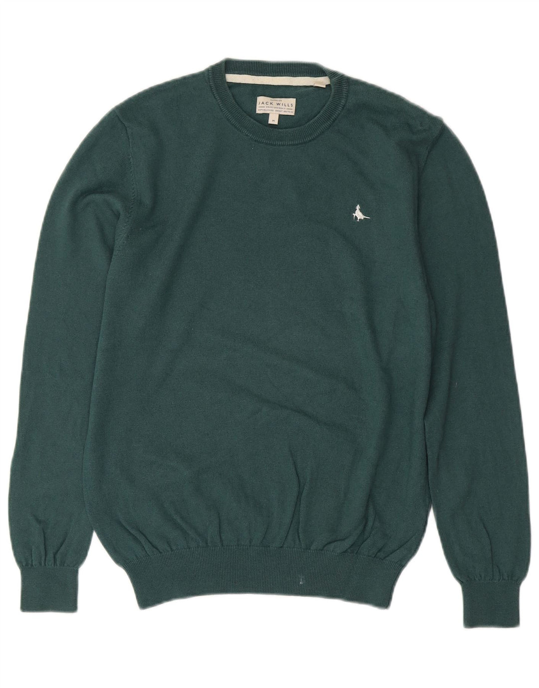 JACK WILLS Pulover pentru bărbați cu decolteu rotund din bumbac verde mediu