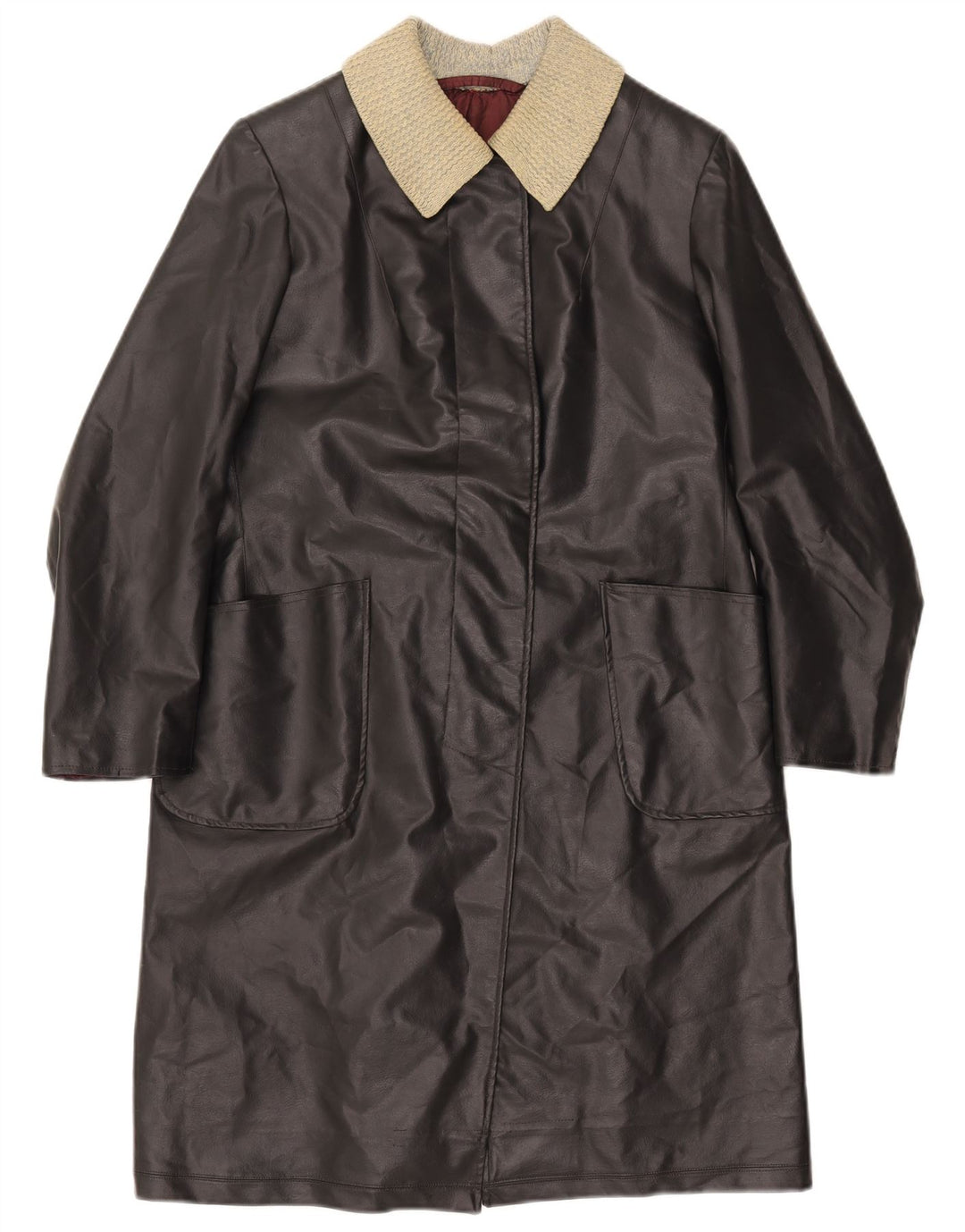 Palton de piele VINTAGE pentru femei UK 12 Medium Black Colorblock