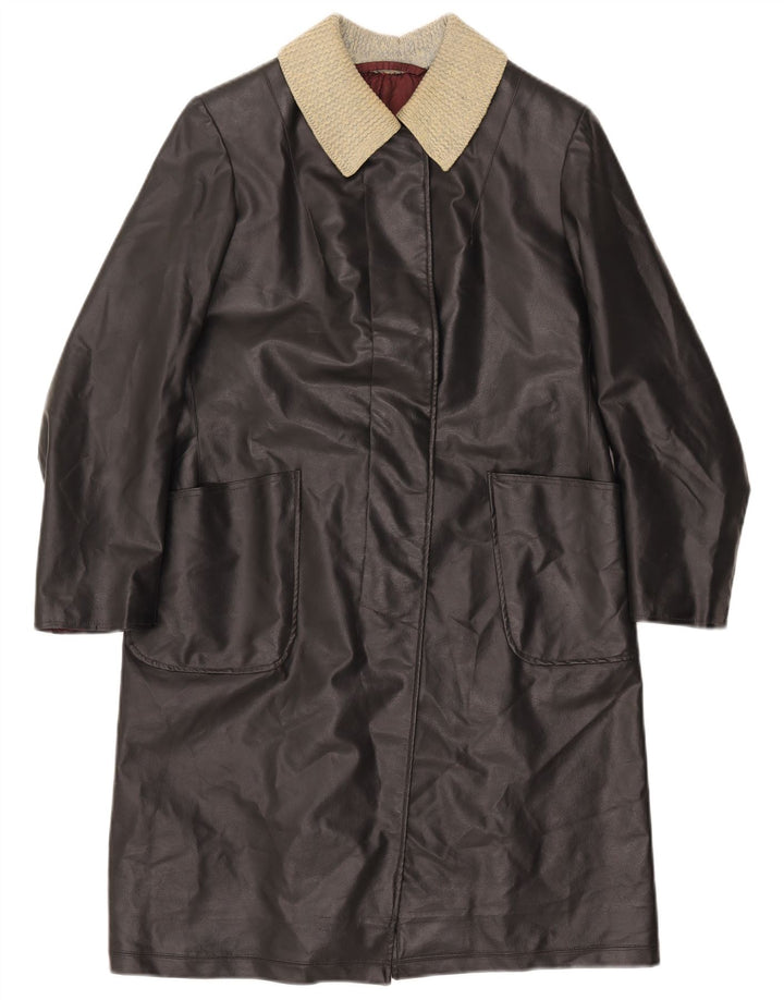 Palton de piele VINTAGE pentru femei UK 12 Medium Black Colorblock