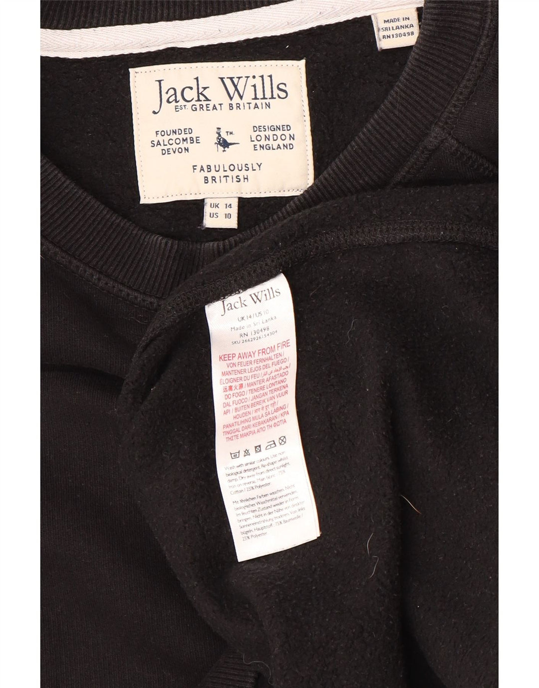 JACK WILLS Pulover de hanorac loose fit pentru femei UK 14, mare, negru, bumbac