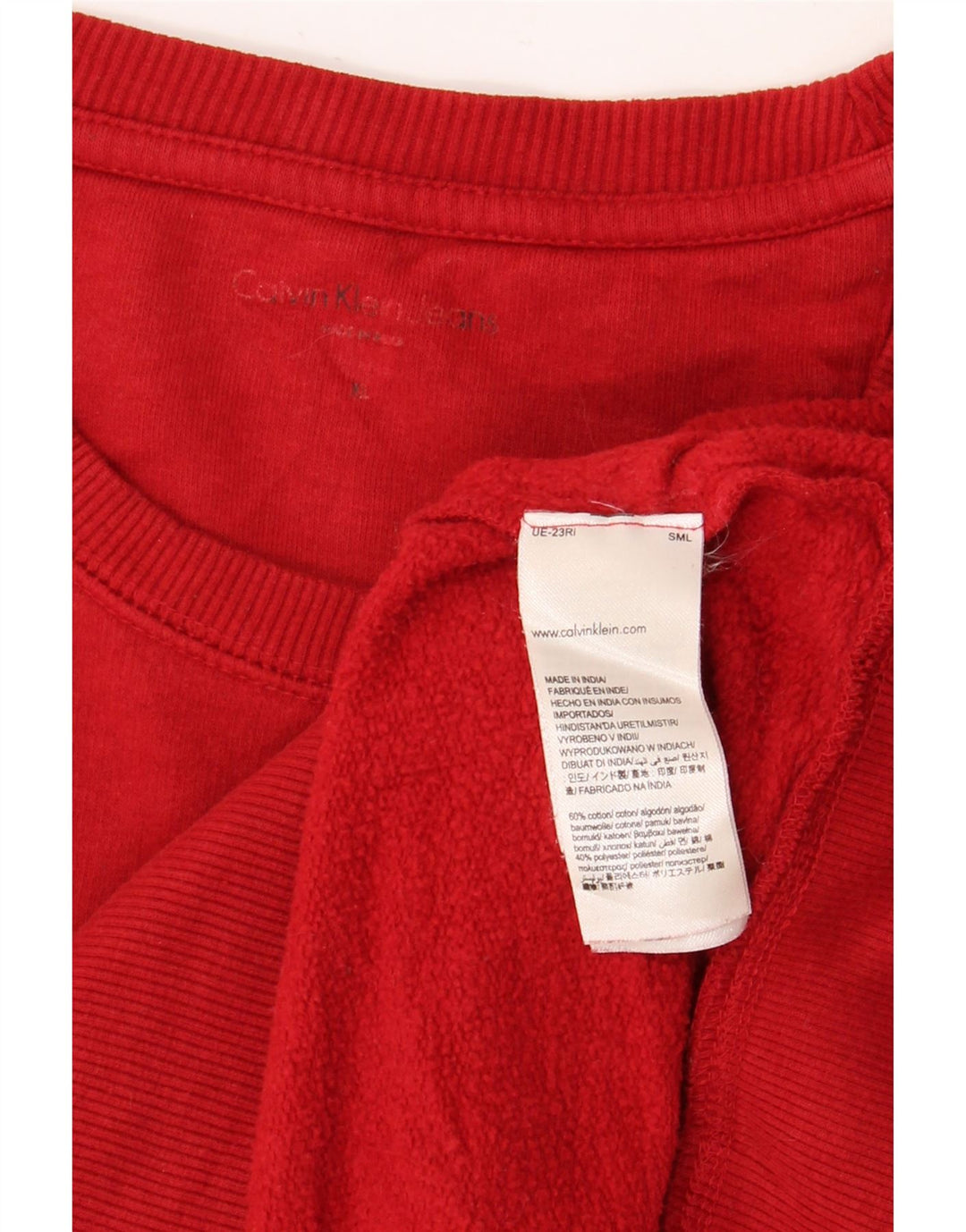 CALVIN KLEIN JEANS Hanorac grafic pentru bărbați Pulover XL bumbac roșu