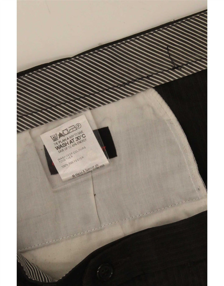 Marks & Spencer Pantaloni de costum bărbătesc cu gheață W36 L29 maro poliester cu dungi