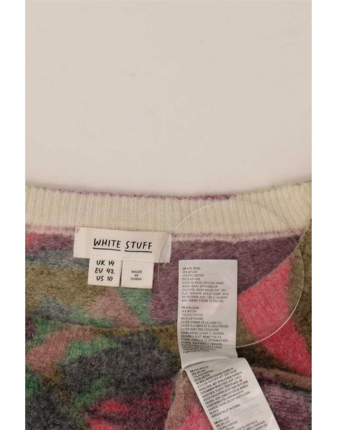 White Stuff Pulover cu gât de barcă pentru femei UK 14 Large Multicolor