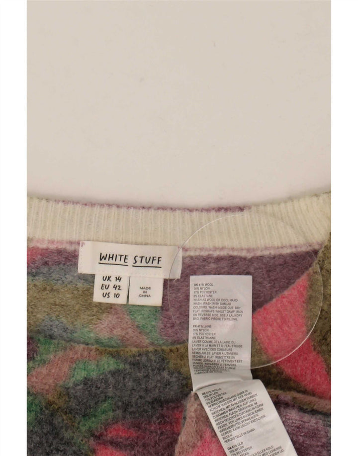 White Stuff Pulover cu gât de barcă pentru femei UK 14 Large Multicolor