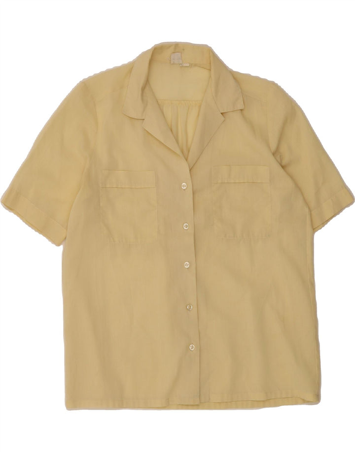 VINTAGE Womens Short Sleeve Shirt EU 38 Medium Yellow Polyester Vintage Vintage and Second-Hand Vintage from Messina Hembry 