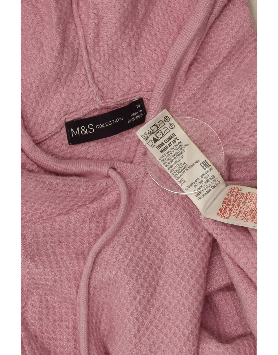 Pulover cu glugă pentru femei Marks & Spencer UK 14, viscoză roz mediu