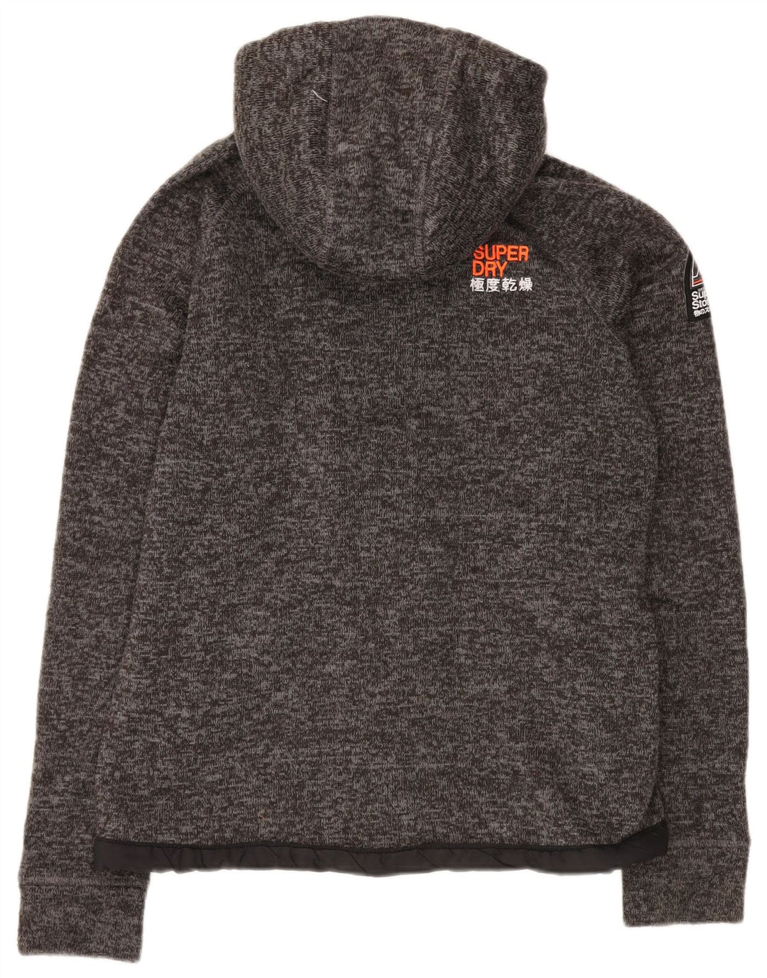 SUPERDRY Pulover cu capota cu fermoar pentru femei UK 14 Poliester cu pături gri mediu