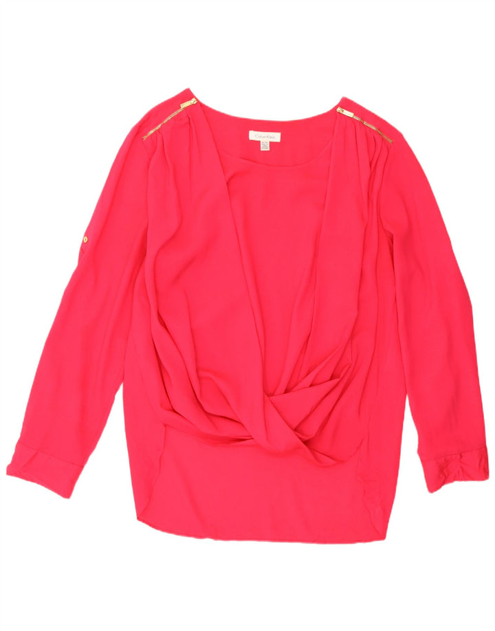 Bluză cu mânecă lungă pentru femei Calvin Klein, UK 18 XL, poliester roz