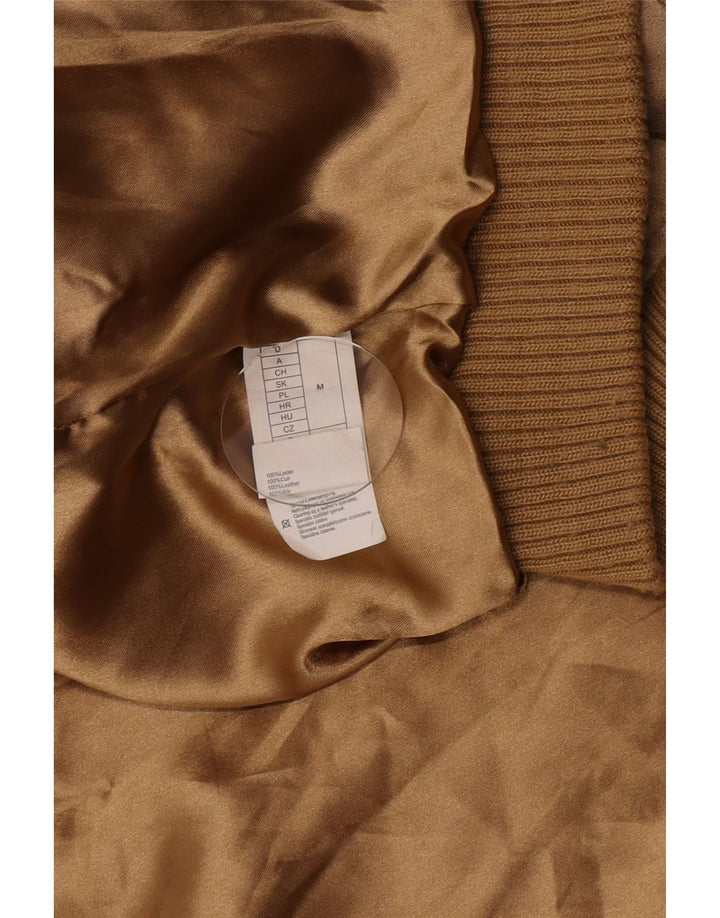 Bomber vintage pentru femei de piele intoarsa UK 12 Medium Beige Piele