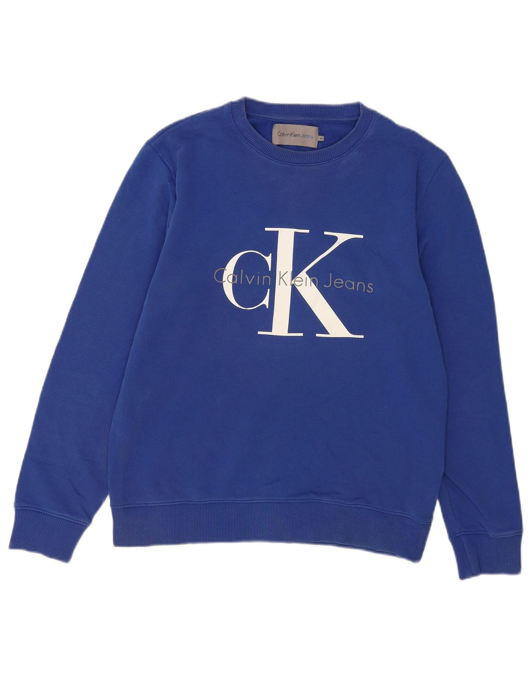 Pulover Calvin Klein Jeans pentru bărbați cu grafică, bumbac albastru mediu
