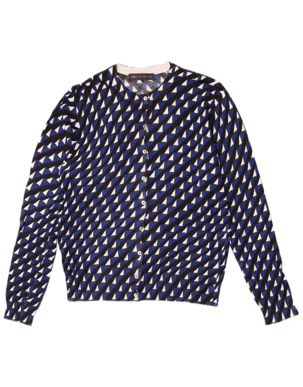 Pulover cardigan crop pentru femei Marks & Spencer UK 14 Medium Blue Geometric