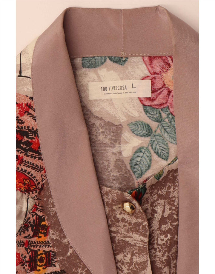 Blazer vintage pentru femei cu 1 nasture, UK 16, mare, multicoloră, florală