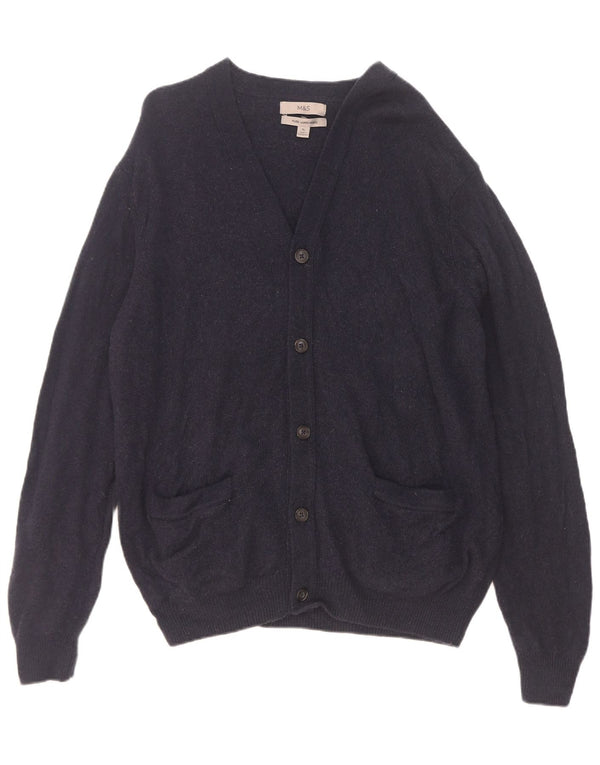 Pulover cardigan pentru bărbați Marks & Spencer XL, lână de miel bleumarin