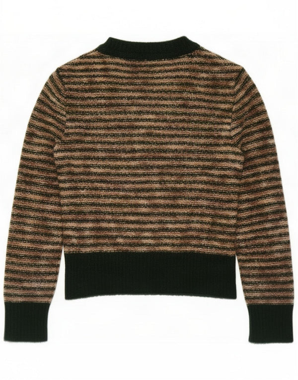 Vintage Pulover cu gât de barcă pentru femei UK 14 Medium Beige Striped